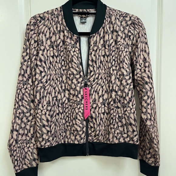 Skechers Activewear Bomber Jacket Leopard Print Zip Front XS - Picture 4 of 12